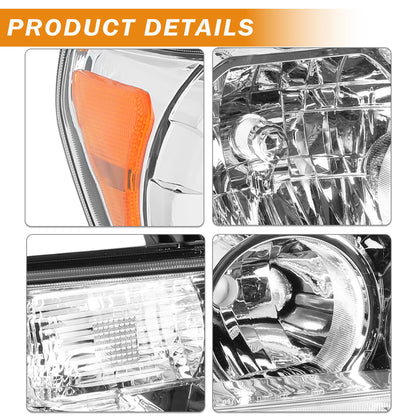 Headlights Assembly compatible with 2007-2013 Toyota Tundra with Level Adjuster, for 2008-2017 Toyota Sequoia Headlamp (12-14 Models Without Headlight Washer)