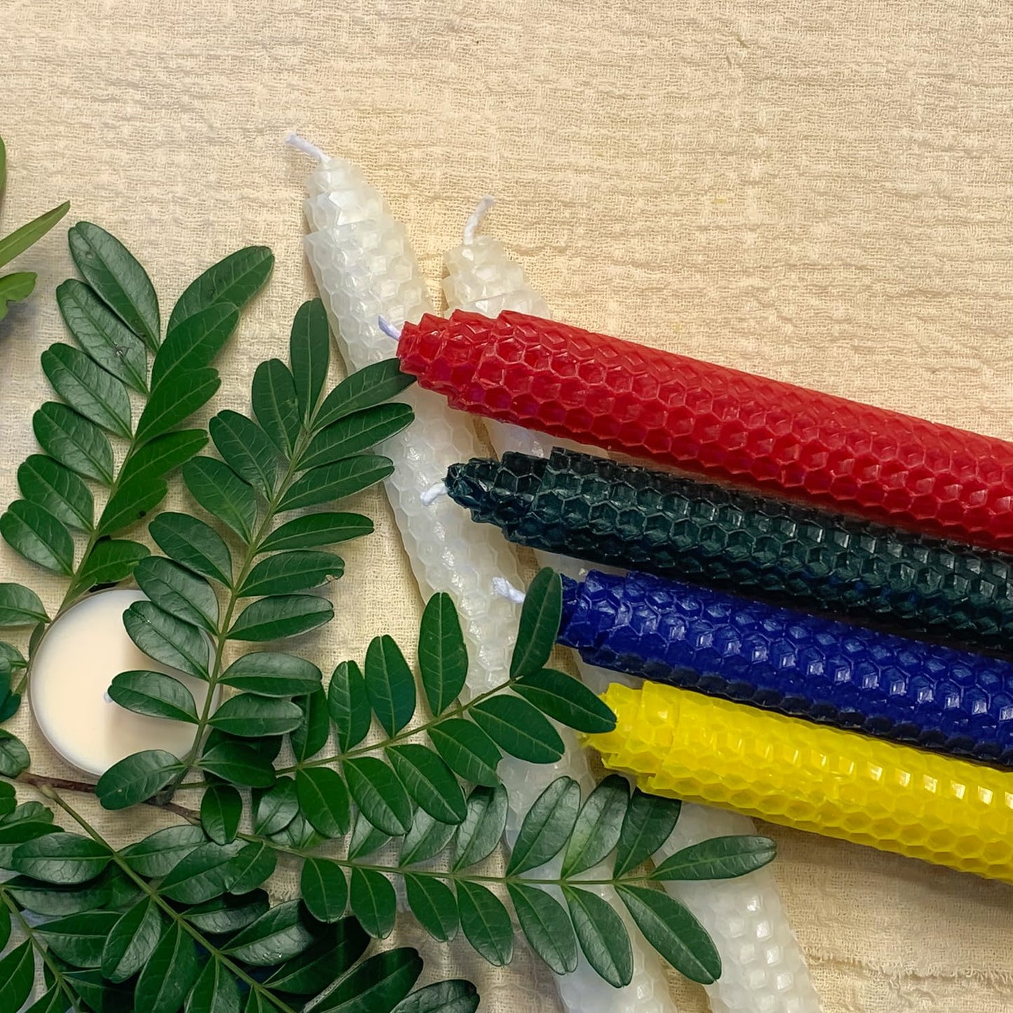 14 Pack Beeswax Taper Candles, Handmade Bees Wax Candle for Home, Dripless & Unscented Candle Sticks, 9" Tall, Rainbow Colored Candles by Kissingfish