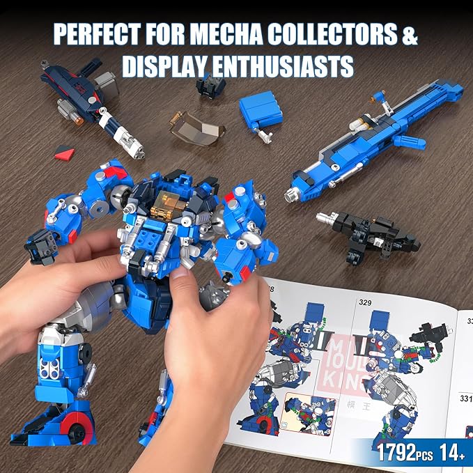 Mould King Mech Building Blocks Set for Adults Science Fiction Robot Model Building Kit with Multiple Weapons Battle Military Style Warrior Collectible for Man (1792 Pieces)