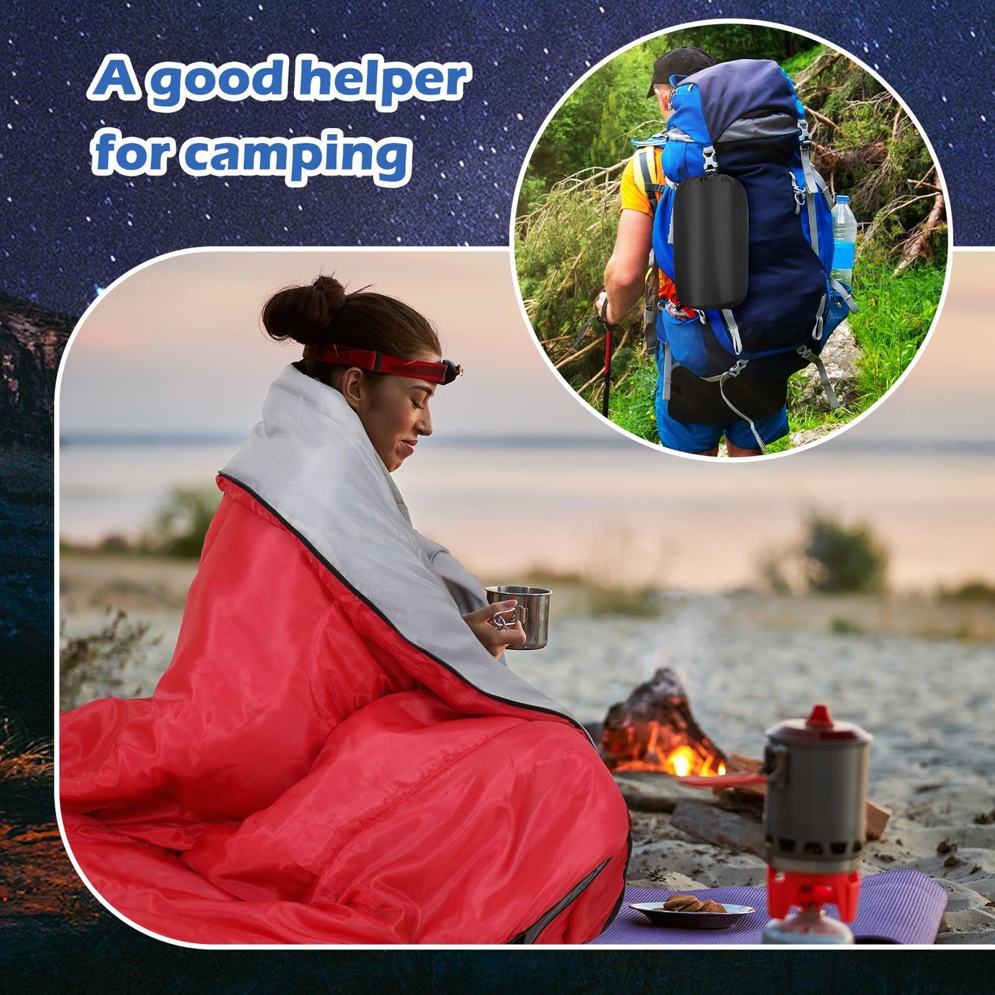 Macarrie 12 Pack Camping Sleeping Bags for Adults Homeless Bulk Cold Weather Kids Sleeping Bag Lightweight Waterproof Compression Sack for Backpacking Traveling Hiking Outdoor Shelter(Bright Color)