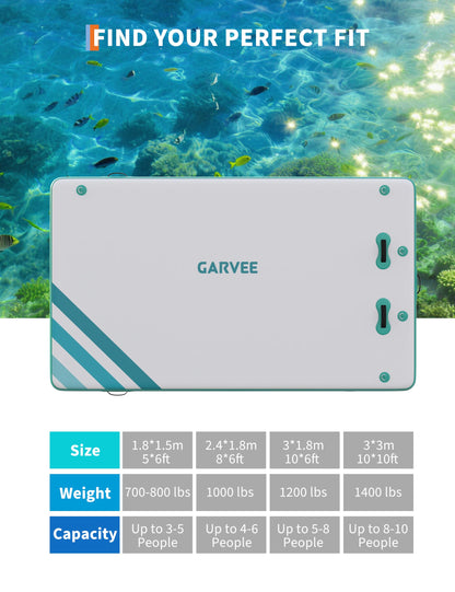 GarveeLife Inflatable Floating Dock for Lakes, Thick Lake Floats for Adults, Non-Slip Air Dock Platform with Portable Carrying Bag, Floating Platform Island for Pool Beach Ocean