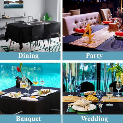 ZuGeo Polyester Rectangle Table Cloth,Table Cloths for 6 Foot Rectangle Tables,Washable Decorative Fabric Table Covers for Wedding Party,Banquet and Camping (Black, 12Pack-60×102")
