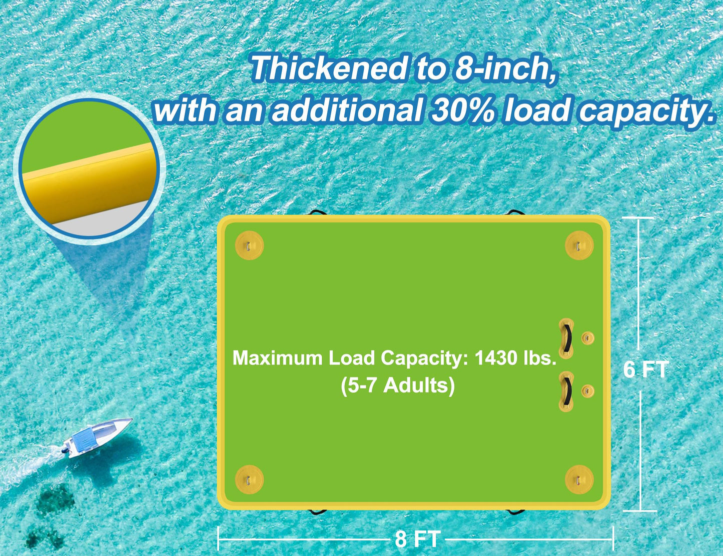 Inflatable Floating Dock for Lakes, Thick and Extra Wide Lake Floats for Adults, Non-Slip Air Dock Platform with Portable Carrying Bag, Floating Platform Island for Pool Beach Ocean