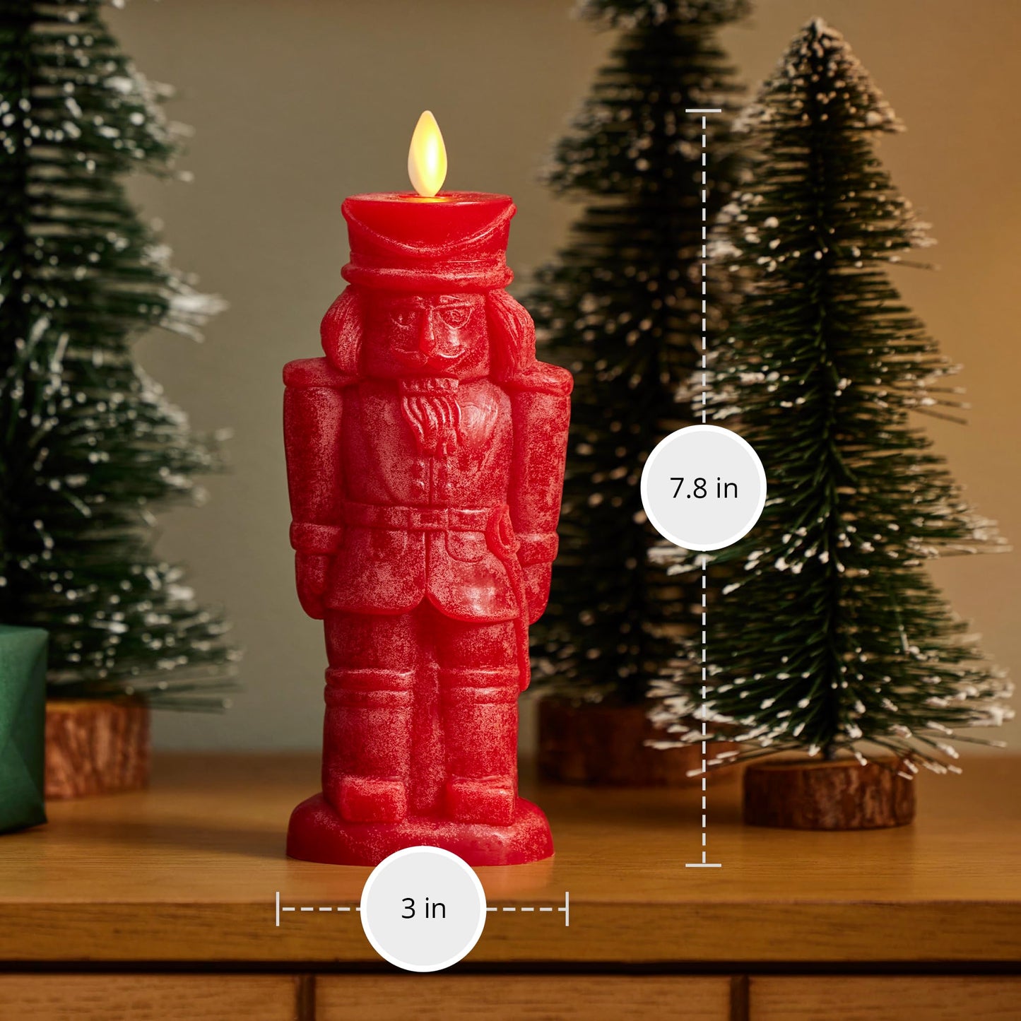 Luminara - Flameless Holiday LED Candle Battery Operated Moving Flame - Red Nutcracker - Pack of 1-3x7 - Unscented Indoor Realistic Flickering Safe