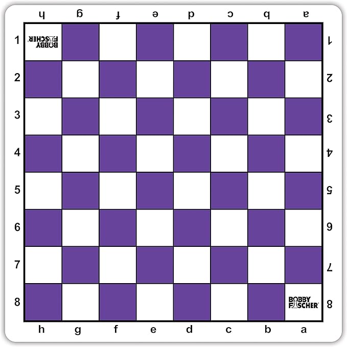 Bobby Fischer Tournament Roll Up Travel Chess Board - 20 inches - Mousepad Style with Purple Squares by WE Games
