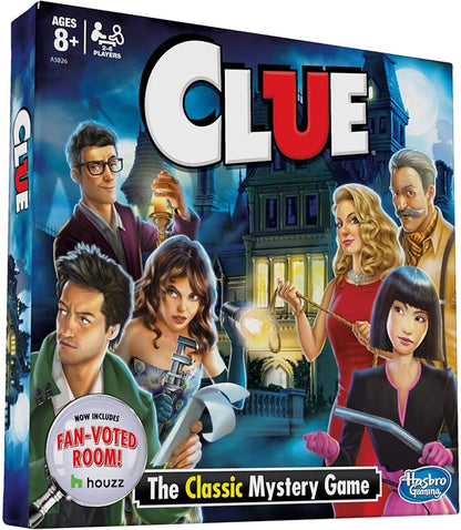 Hasbro Gaming Clue Board c Features Fan Voted Room As Seen on Houzz Website Classic Mystery Game for Kids 8 and Up