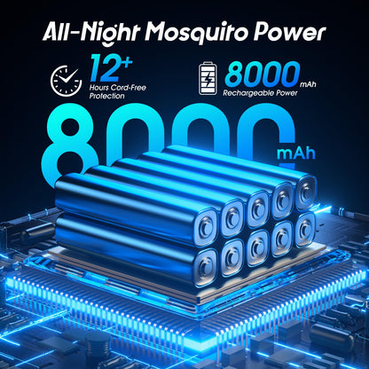 Bug Zapper Outdoor, 2-in-1 Mosquito Zapper with Attraction Light & Airflow Trap, 12H Long-Lasting Rechargeable Cordless Fly Zapper, Auto ON/Off, IPX5 Waterproof or Patio, Camping, Garage