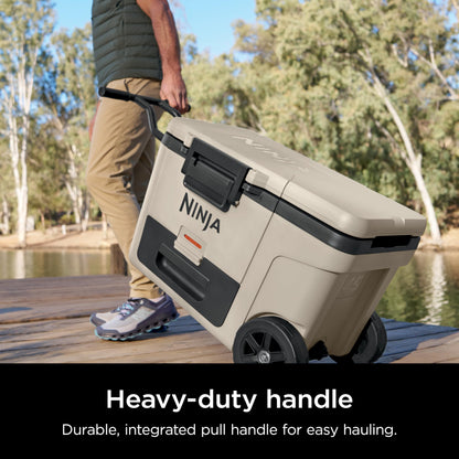 Ninja | Cooler | FrostVault 45QT Cooler with Wheels | Insulated with Temp Dry Storage Drawer | Keeps Ice Cold for Days | for The Beach, Camping, Picnics & More | Birch Beige | FB245CS