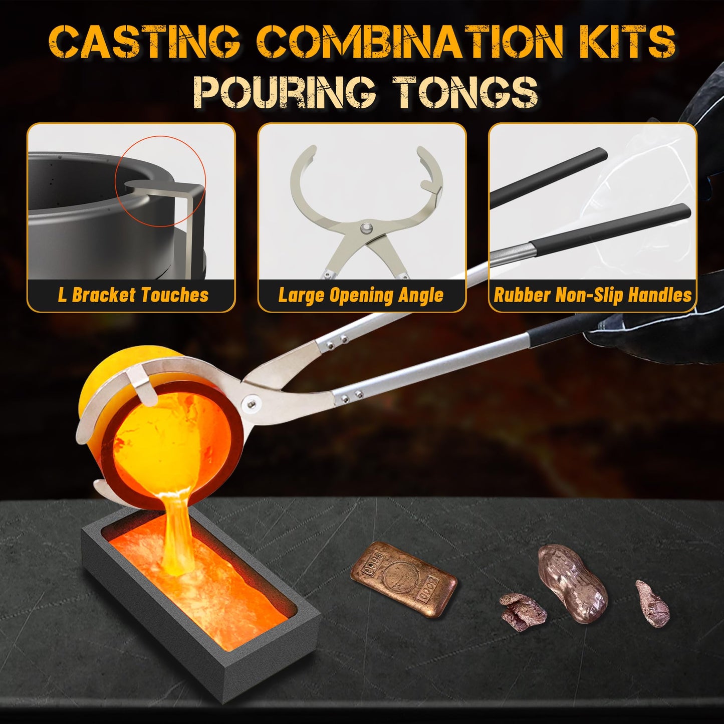 CANALHOUT 12KG/26.5lbs Propane Melting Furnace Kit with Two Tongs and Crucible, All New Kiln Metal Foundry Furnace Smelting Gold Silver Copper Aluminum, Metal Recycle Home Smelting Casting Tool