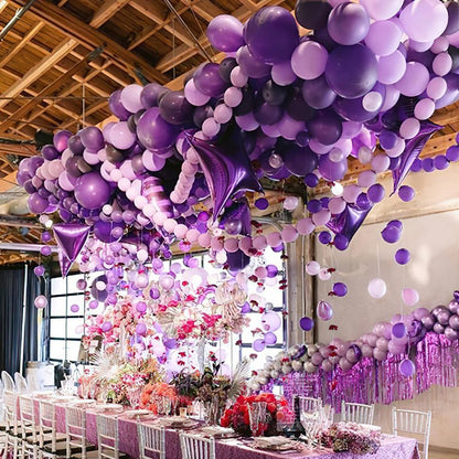 PartyWoo Lavender Balloons 120pcs Different Sizes Pack of 18 12 10 5 Inch Light Pastel Purple Lilac Balloon Arch Kit for Baby Shower Bachelorette Fairy Birthday Princess Party Decorations Purple-Q10