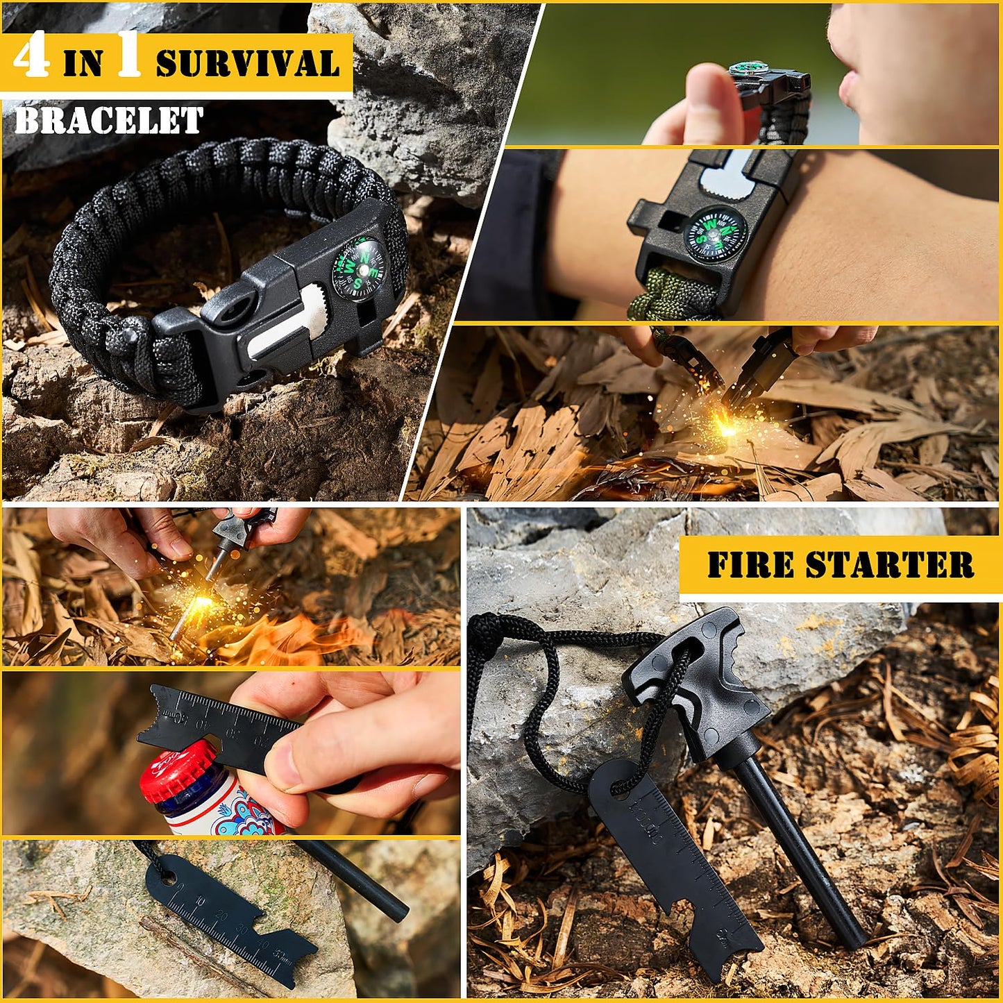 Survival First Aid Kit,99PCS Professional Survival Gear Large Hiking Backpack with Emergency Equipment Outdoor Adventure Accessories,Gift for Men Father - (Camo-Brown)