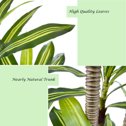 Lovaplants Artificial Dracaena Tree 5ft, Fake Plant with White Tall Planter, Faux Yucca Floor Trees, Artificial Silk Plants for Indoor Home Office Room Decor Housewarming Gift
