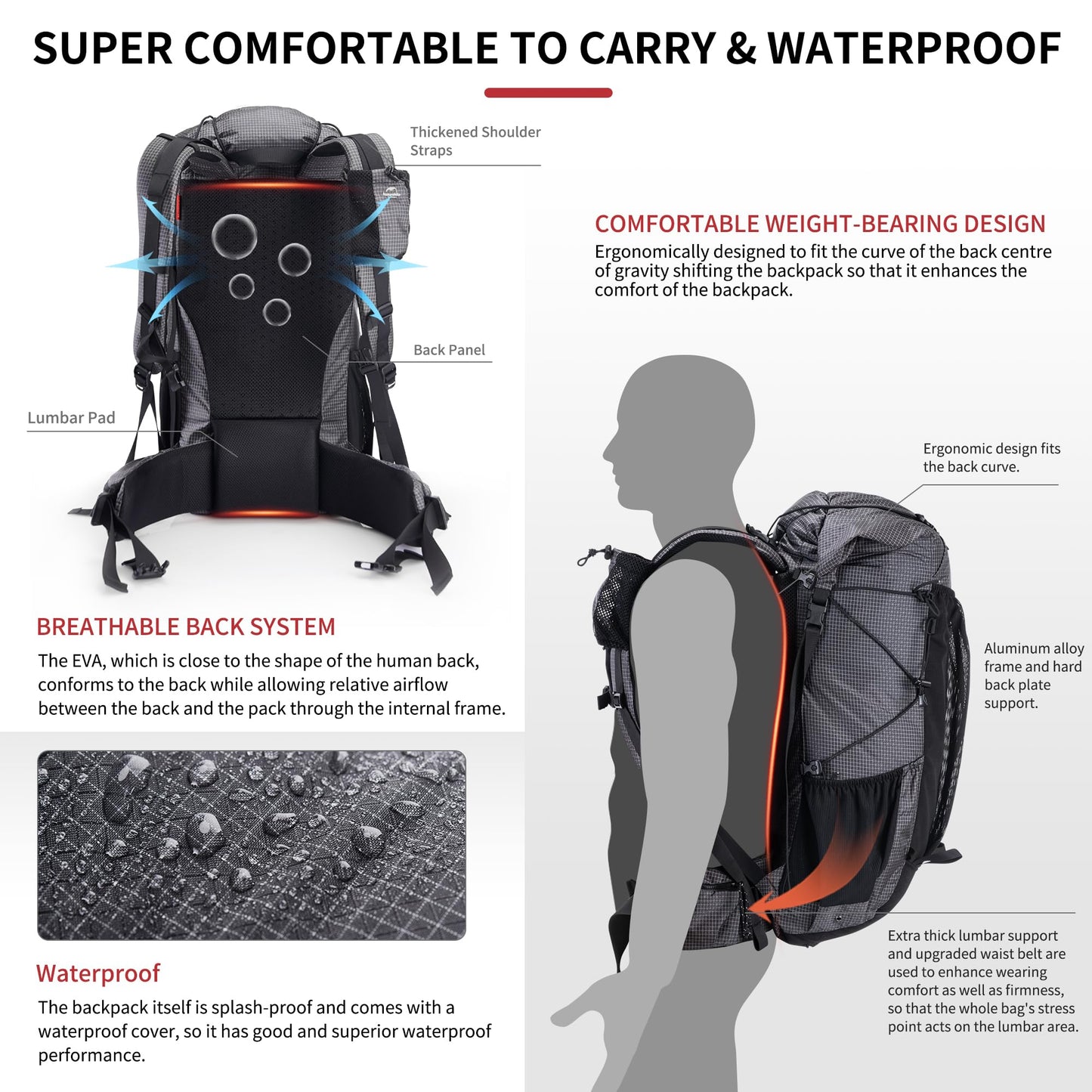 Naturehike 65L Rock Upgraded Internal Frame Hiking Backpack for Outdoor Camping Travel Backpacking with Rain Cover Ultralight Backpack for Adults