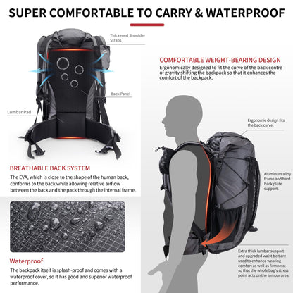 Naturehike 65L Rock Upgraded Internal Frame Hiking Backpack for Outdoor Camping Travel Backpacking with Rain Cover Ultralight Backpack for Adults