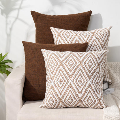 HPUK Decorative Throw Pillow Covers Set of 4 Square Couch Pillows Linen Cushion Cover for Couch Sofa Living Room, 18"x18" inches, Blue