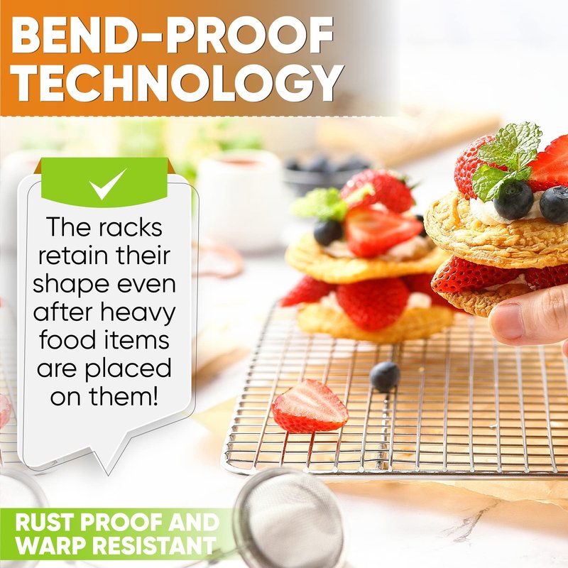 Spring Chef 10 x 15 Inch Stainless Steel Cooling Rack for Cooking & Baking - Heavy Duty Cookie Cooling Rack for Kitchen - Oven Safe - Fits Jelly Roll Pan - Dishwasher Safe