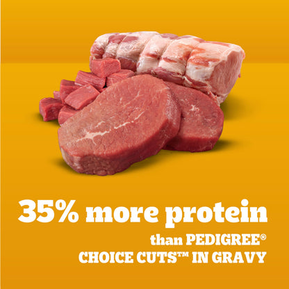 Pedigree High Protein Adult Soft Wet Dog Beef & Pork Tenderloin, 3.5 oz. Pouches, 16 Count