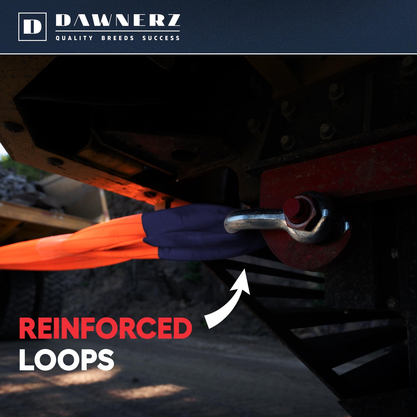 Dawnerz Heavy Duty Tow Strap 30 ft 380000 lbs Minimum Break Strength - Dawnerz Towing Rope for Truck Bus and Tractor