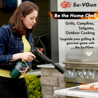 Grillblazer Su-VGun Propane Torch with Stand – High Power 240,000+ BTU Flame Thrower Gun for Instant, Steak Searing, Charcoal Ignition, Backyard BBQ, Campfire, Outdoor Cooking – Handheld Blowtorch