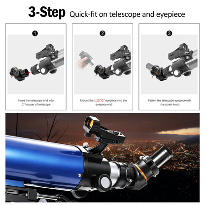 Astromania 2 Inch Diagonal 45-Degree Erect-Image Prism for Telescope - Image Erecting BAK4 Prism with Anti-Reflection Coating that Provides Sharp and Clear Image - with 2 to 1.25 Eyepiece Adapter