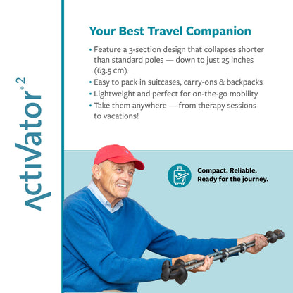 Urban Poling ACTIVATOR® 2 Walking Poles – 1 Pair – CoreGrip™ for Stability, Weight-Bearing, Recovery & Core Strength – Adjustable, Collapsible, Lightweight, Compact & Ideal for Travel or 6FT+ Users