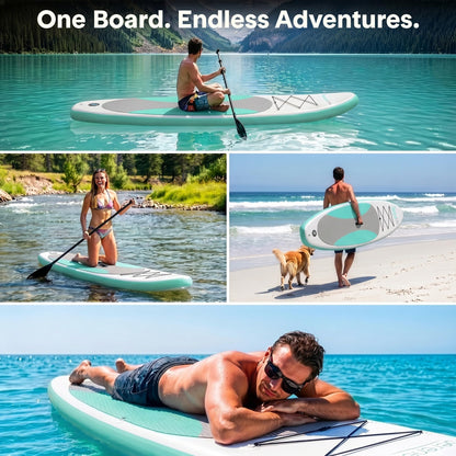 SereneLife 10’ Inflatable Stand Up Paddle Board with Premium SUP Accessories - 32” Wide Stable Design with Non-Slip EVA Deck Pad, for Youth and Adults, 350 lbs. Capacity