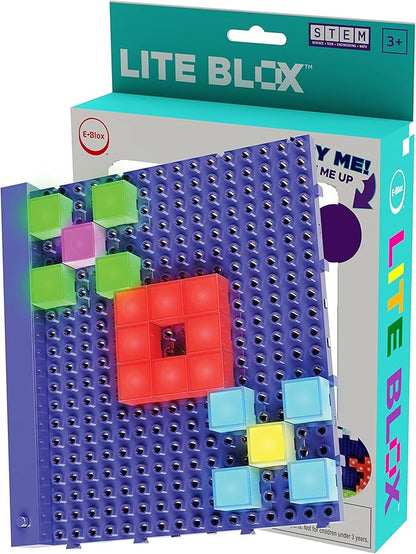 E-Blox Lite Blox STEM Builder Kit (30 Pieces) Colorful LED Lights Building Blocks Toy Set Great Science Project for Kids Birthday Gift Boys Girls 3+