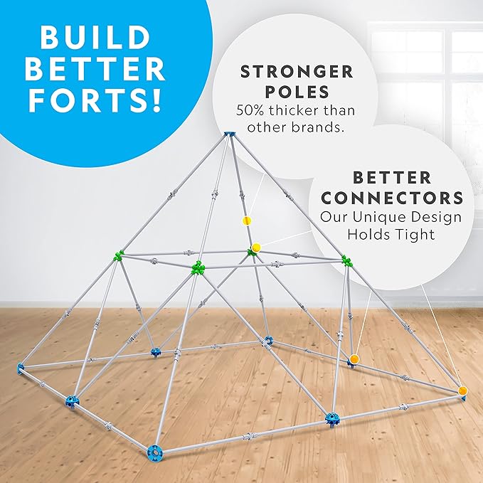 NATIONAL GEOGRAPHIC Kids Fort Building Kit - 135-Piece Indoor Fort Builder Creative Play STEM Building Toys for Kids Ages 6 7 8 9 10 11 12 Blanket Fort (Amazon Exclusive)