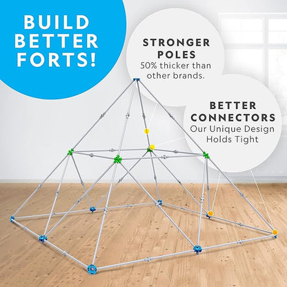 NATIONAL GEOGRAPHIC Kids Fort Building Kit - 135-Piece Indoor Fort Builder Creative Play STEM Building Toys for Kids Ages 6 7 8 9 10 11 12 Blanket Fort (Amazon Exclusive)