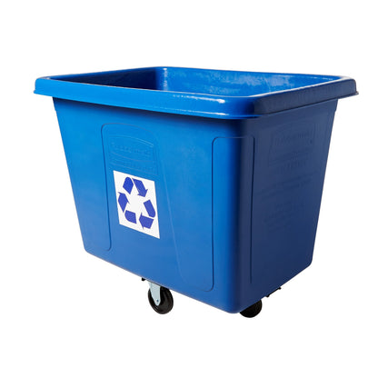 Rubbermaid Commercial 461673BE Recycling Cube Truck, Rectangular, Polyethylene, 500lb Cap, Blue