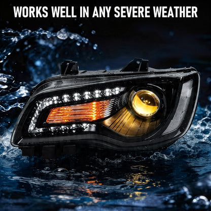 DKMGHT Left Halogen Headlight for Chrysler 300/300C 2015 2016 2017 2018 [68214383AD] [w/LED DRL] OE Head Lamp Replacement (Left (Driver Side))