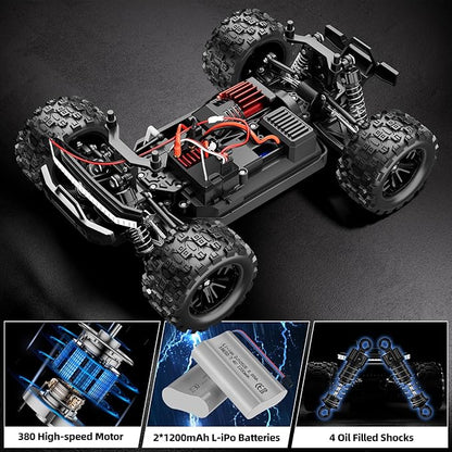 WayEee 1:18 Fast RC Car 40 KPH High Speed 4X4 Remote Control Monster Truck All Terrain Vehicles Toy with 2 Batteries 2.4GHz Remote Control 2 PVC Shell Off-Road Pickup Gift for Kids and Adults