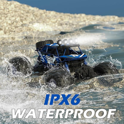 1:10 Scale Remote Control Car 48+ KM/H High Speed Amphibious RC Monster Truck 4WD Waterproof Off RC Road Car 2 Batteries 80Mins Play Toy Gift for Adults Kids Boys Girls