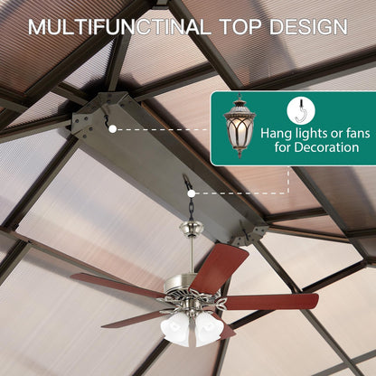 12'x10' Hardtop Gazebo, Aluminum Permanent Pavilion with Polycarbonate Double Roof, Removable Curtains & Mosquito Netting for Patio, Garden, Lawn, Upgrade Your Outdoors: Heavy Duty Hardtop Gazebo