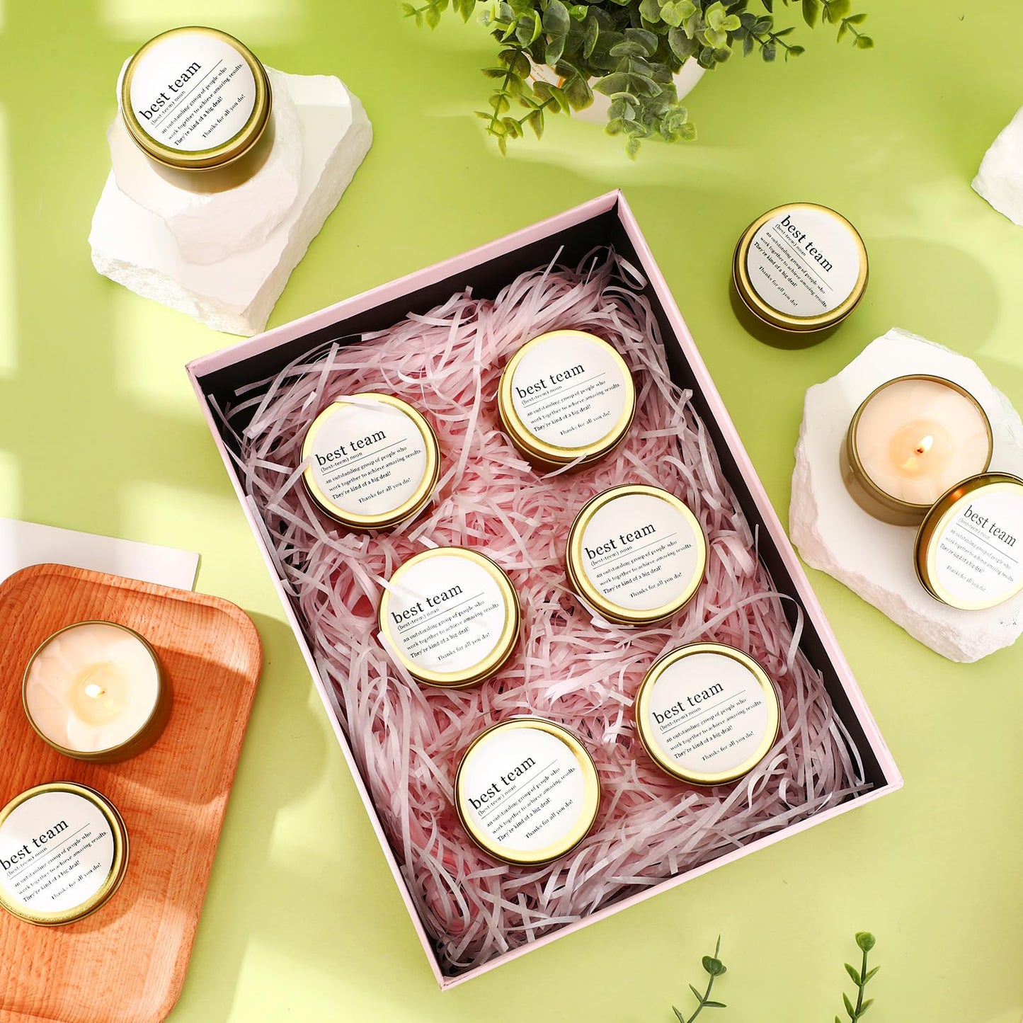 MTLEE 12 Pcs Best Team Gifts Candles Bulk 3 oz Thank You Soy Wax Jar Scented Candles Thank You Team Party Favor Employees Appreciation Gifts for Teacher Nurse Student Coworker(Gold)