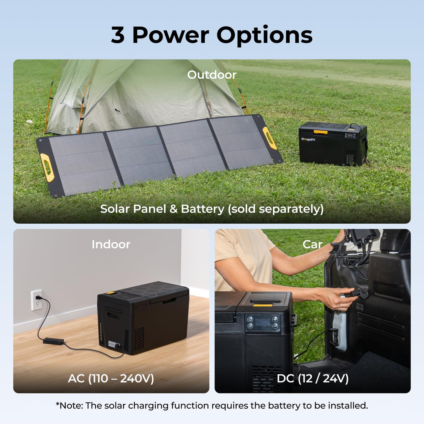 BougeRV 12 Volt Portable Refrigerator, CRX3 23 Quart Car Fridge with APP Control, -4℉~68℉ Compressor Electric Cooler with 12V/24 DC, 100-240 AC for Outdoor Camping Overlanding Truck RV SUV Van
