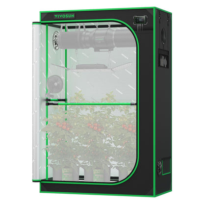 VIVOSUN PRO Grow Tent 2x4 Indoor Grow Tent with Thick 1 inch Poles Strengthened High Reflective Mylar Oxford Fabric Extra Hanging Bars & High CFM Kit for Hydroponics Indoor Plant for AeroLight A200SE