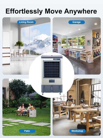 Uthfy 6500 CFM Swamp Cooler,49" Evaporative Air Cooler with 19 Gal Water Tank,5 Ice Box,120° Swing,Portable Air Conditioner with 3 Speeds,High Velocity Outdoor Cooling Fan for Garage,Patio,Factory Use