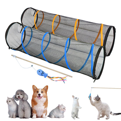 Outdoor Cat Play Tent for Indoor Cats (X- Large Portable Cat House, Outdoor Cat Enclosure for Cats and Small Animals Easy to Connect with Cat Tunnel, Cat Cube (Patented) and Cat Play Tunnel-2 Packs