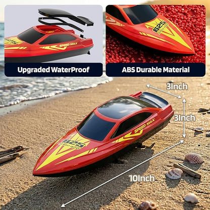 Remote Control Boat for Kids RC Boat for Pool Lake River and Pond with LED Lights Self-Righting Waterproof Fast Speed Racing Electric Boats 2 Speed Modes 60mins Rechargeable Batteries