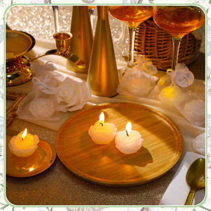 Treela 24 Set Flower Candles Wedding Favor for Guests Mini White Rose Shaped Tealight Candles for Return Gift Wedding Birthday Bridal Shower Housewarming Party