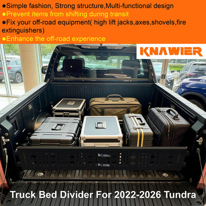 KNAWIER Truck Bed Cargo Divider for 2022-2026 Tundra, Foldable Black Molle Panels,Adjustable Truck Organizer Replacement,No Drilling