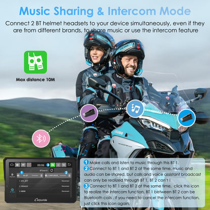 Carpuride W702S PRO Motorcycle GPS Wireless Carplay/Android Auto, 7" Waterproof Motorbike Touch Screen, with BM05 Mount, Bluetooth Trans, Wired Controller, Navigation
