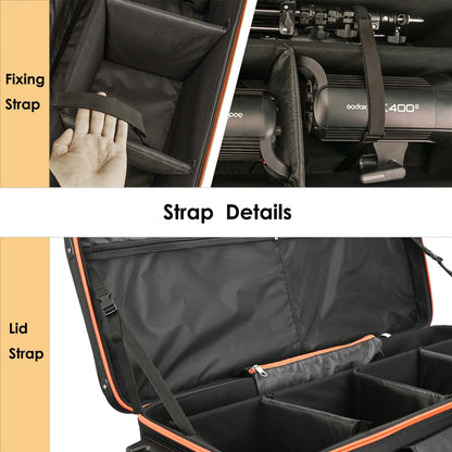 MagicLine Photo Studio Trolley Case with Side Pocket 39.4"x14.6"x13"/100x37x33 cm, Rolling Camera Case Bag, Carrying Bag with Wheels for Light Stands,Tripods,Flashes,Telescopes