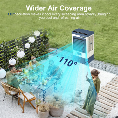 Uthfy 41" Swamp Cooler, 4800 CFM Evaporative Air Cooler with 10.6 Gallon Water Tank, Portable Outdoor Air Conditioner with 3 Ice Pack, 110° Oscillation, 3 Speed for Garage, Yard, Midnight Blue