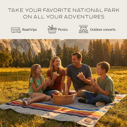 Pendleton National Park Throw with Leather Carrier 54" x 72" - Premium Wool Throw, Iconic Stripes, Durable Blanket for Home & Outdoor Adventures - Yosemite