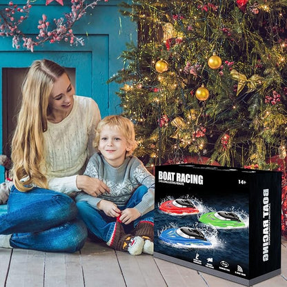 Lumiparty 4PACK RC BoatRemote Control Boats for Kids and Adults10km/H 2.4G High Speed Remote Control Boat Fast RC Boats for Pools and Lakes with 8 Rechargeable Battery.