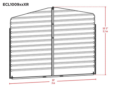 Arrow 10' x 9' All-Weather Galvanized Steel Rear Carport Enclosure Wall Kit with Frame and Hardware, Eggshell