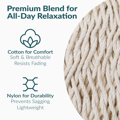 Sunnydaze Handwoven XXL Thick Cord Mayan Double Hammock for Outside - 625-Pound Capacity Heavy-Duty Outdoor Hammock - Natural