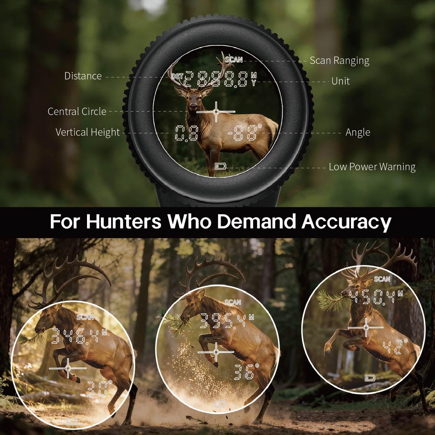 Gravoptics Rangefinder Binoculars for Hunting, 2624 Yard Long Range Laser Rangefinding 10x42 mm HD, Fast 0.15s IP65 Waterproof Accuracy ±0.5m Range finder Built in for Hunter, Golf, Outdoor Adventures